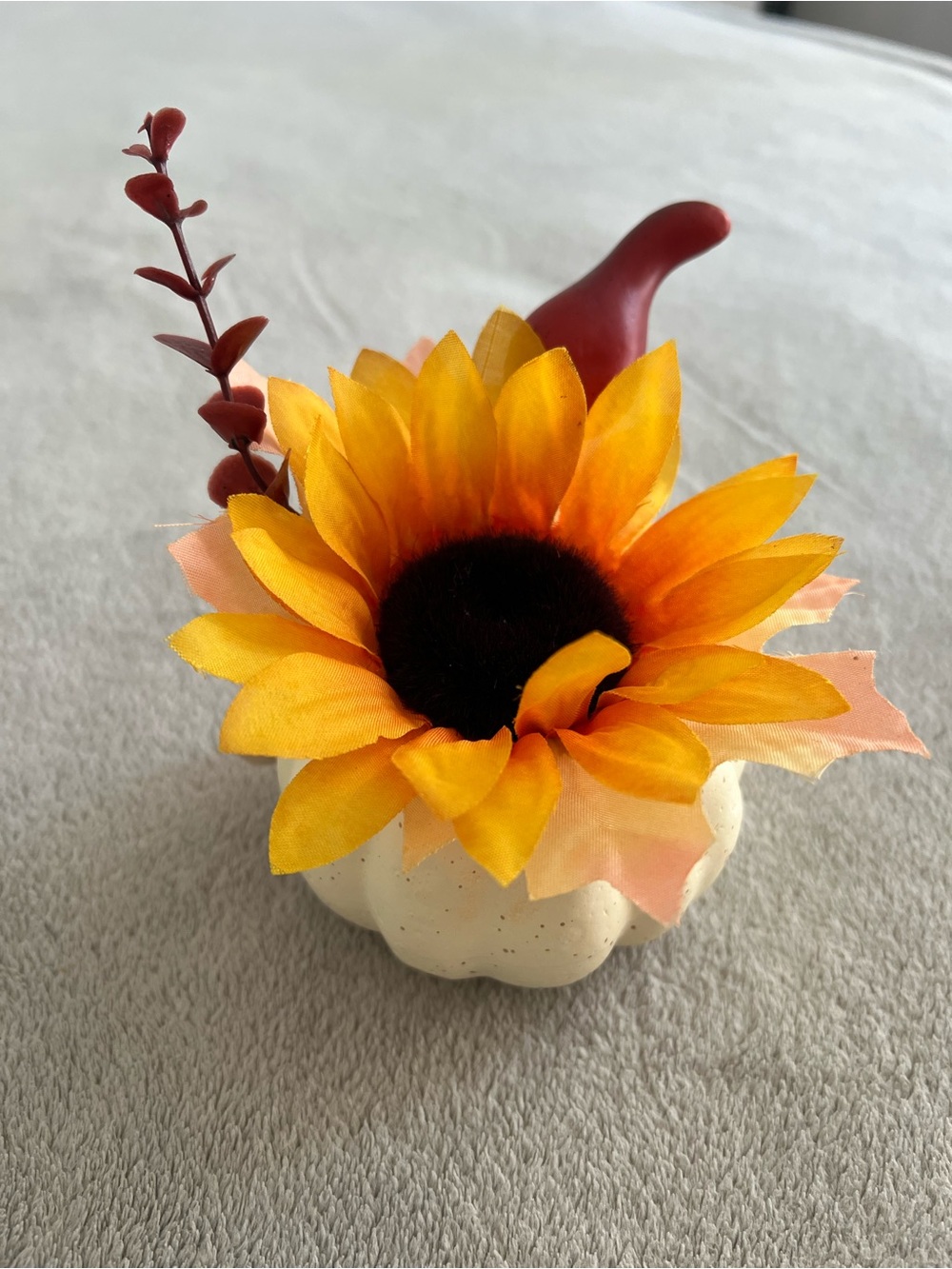 Sunflower Pumpkin Table Accent - Yellow & Orange Artificial Floral Decor